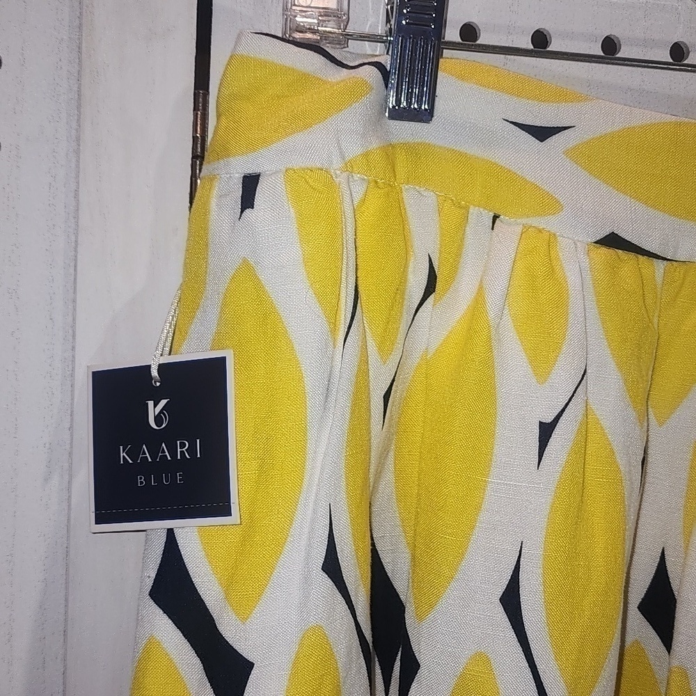Kaari Blue Size 6 Linen Blend Yellow Blue New - Picture 2 of 6
